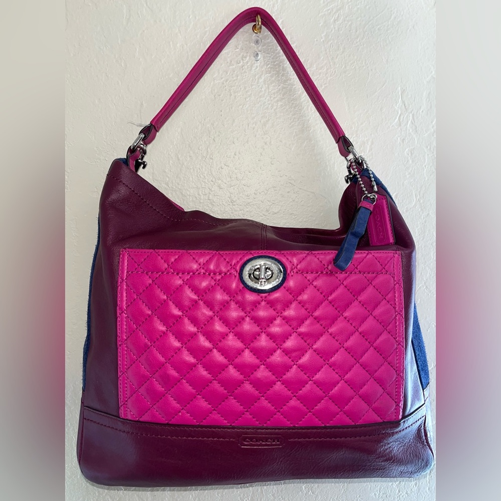 Coach Park Quilted and Suede Sides Shoulder Bag